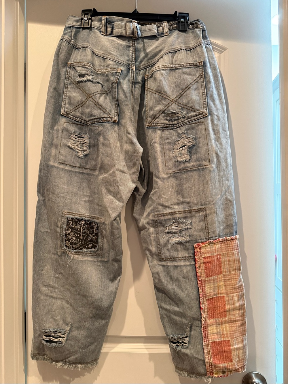 POL Light Blue Denim Jeans with Paisley Waistband Detail - Picture 3 of 5